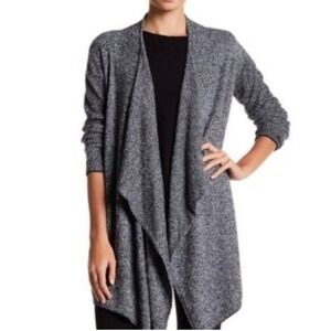 Barefoot Dreams CozyChic Lite Draped Cardigan Charcoal Gray Open Front Sz S/M